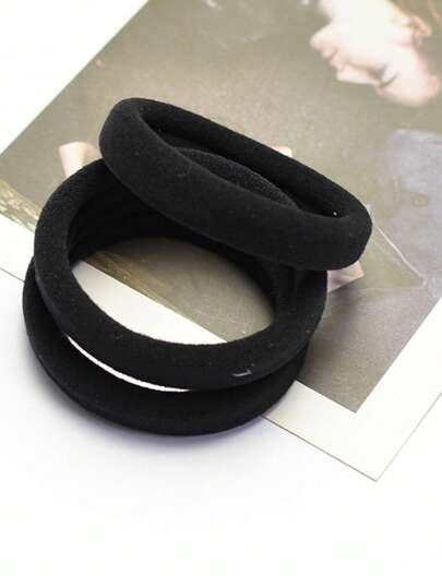 10/50/100 Stücke Pack Elastische Haargummis, schwarze einfache nahtlose Gummi Haarbänder geeignet für Pferdeschwänze, einfarbige dehnbare Haargummis für Frauen, bequem & langanhaltend, Essentials für Zuhause & Reisen, Schulanfang