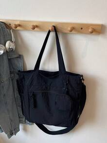 1个时尚休闲纯色大容量零钱包手提包，适合大学/学院教室/通勤/工作/节日/度假/假日，适合女性、职场新人、白领、女孩、大学生、女士等。 - 黑色 - 查看 8