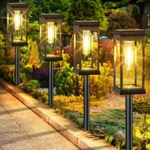 Set Of 8 Solar Lawn Lights With IP44 Splash-Proof Rating. 1400 MA,They Come With LED Courtyard Ground Plugs And Feature A Vintage Design. Suitable For Paths, Gardens, Villas, Landscapes, Lawns, Sidewalks And Terraces.