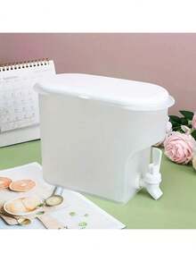 1pc Large Capacity Fridge Drink Dispenser With Tap, Rechargeable-Free PP Beverage Pitcher For Lemonade, Juice, Tea, Suitable For Family, High Capacity, Non-Slip, Thick, Home Kitchen Modern White Cold Water Container