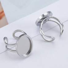 4 anéis ajustáveis de aço inoxidável, diâmetro interno de 10-25 mm, cor dourada, base com pedras preciosas, bandejas redondas, quadradas e retangulares, adequados para joias DIY