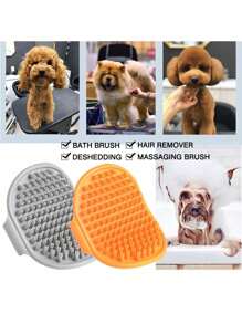 2 pièces/set Brosse de toilettage pour animaux de compagnie, brosse de shampooing pour animaux de compagnie avec poignée à boucle réglable, convient aux chiens et chats à poils courts et longs, massage doux