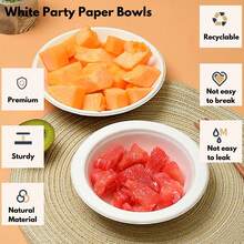 可堆肥白色纸碗，适用于派对、沙拉、甜点等场合