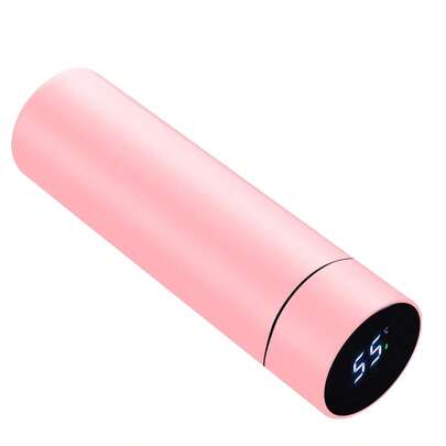 Termo digital LED con pantalla de temperatura, acero inoxidable 304, con aislamiento al vacío(Rosa)