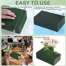 1pc Green Floral Foam, Rectangular Shaped Floral Craft Base, Suitable For Wedding Floral Decor Accessories