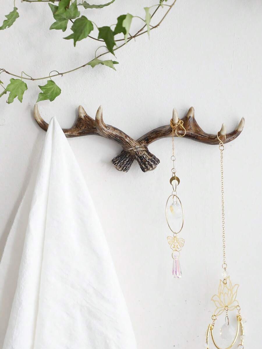 1pc Vintage Deer Antlers Wall Hooks Wall Mounted Clothes Hanger Coat Rack Key Holder For Decorative Wall Hook Deer Antlers Wall Mounted Hooks Home Decor Christmas Decorations Room Decor Christmas - Multicolor - View 1
