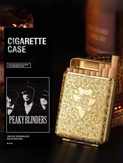 1 pièce Accessoire pour fumeur - Étui à cigarettes métallique vintage, boîte à cigarettes pliable en trois, style gentleman à la mode, contient 20 cigarettes fines ou 16 cigarettes standard, étui à cigarettes métallique portable unisexe, boîte à cigarettes gravée avec design résistant à la pression.