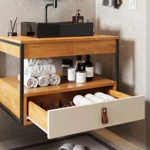 DoceLar Store Gabinete Harley com Pia Torneira Espelho Redondo LED 50cm