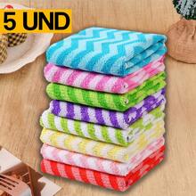 Kit Of 5 Microfiber Cleaning Cloths 30x30cm Striped Multipurpose High Absorption Reusable - Lặt Vặt - Xem 1