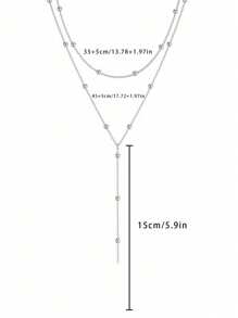 1pc/2pcs Women Stainless Steel Double Layer Pendant Necklace, Suitable For Everyday Wear