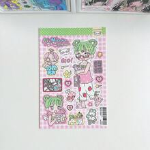 1 张韩国可爱女孩卡通人物贴纸，DIY 装饰贴纸，适合剪贴簿学校用品，返校 - 彩色 - 查看 8