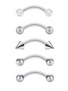 16g Eyebrow Rings Rook Earring Rook Piercing Jewelry Vertical Labret Lip Jewelry Pink Opal Stainless Steel Bridge Eyebrow Piercing Jewelry For Women Men Slivery Black Curved Barbell