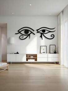 1PC Anti-Rust Iron Sheet Cut Metal Wall Art Egyptian Eye Of Horus Amulet Geometric Line Decor Home Decor For Halloween & Christmas