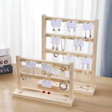 1 Stück Schmuckorganizer Ständer aus Holz mit mehreren Haken, 1 Stück eleganter Schlüsselhalter & Schmuckständer aus Holz mit Haken - multifunktionale Aufbewahrung & Organisation für den Schreibtisch, geeignet für Ohrringe, Ketten, Armbänder, Schlüssel - massiver Holzständer