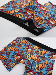 10 Random Pack Men's Boxer Briefs, Christmas Style, Santa Claus And Gingerbread Man Prints, Graffiti Pattern, Comfortable Everyday Men's Underwear,Christmas Surprise Gift