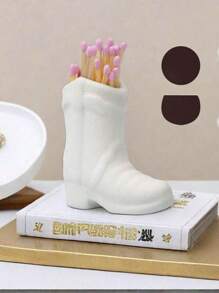 1 Piece Of Creatively - Designed And Compact, Pink Boot - Shaped, - Friendly Resin Decorative Storage Ornament - DIY Collage - Ready, Lovely Pink Hue, Boot - Like Shape, For Storing Matches, Decorative Flowers And Cosmetic Bottles, Suitable For Desktop Decoration Scenarios