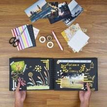Sammelalbum-Set Schwarzes Foto-Sammelalbum DIY Erinnerungsbuch A5 Größe Reise-Sammelalbum 60 Seiten Fotoalbum 215 * 150 mm für Familie, Hochzeit, Baby als Geschenk