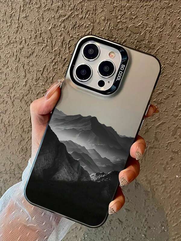1pc Black Pupil Mountains Full Coverage Shockproof Soft Phone Case For IPhone 16 Pro Max/16 Pro/16/15 Pro Max/15 Pro/15/14/13/13 Pro/12/11/XR
