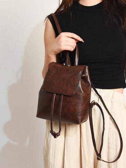 South Korea Large Capacity Pu Backpack Niche Simple Artistic Style Bunches Drawstring Backpack Classic Holiday Travel Office Workers Suitable For Bags, School Backpackback To School Essentials, School Supplies, School Bag, Backpack For School, Back To School Backpack, School Bookbag, Big Backpack, Backpack School, Back To School Bags, Waterproof, Lightweight, Portable, Business Casual, Suitable For Teen Girls Women College Students, Teacher, White-Collar Workers, Perfect For Back To School, First Day Of School, College, Work, Business, Commute