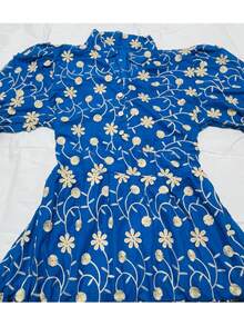 Women's Fashion Midi Dress In 3D Laise Fabric With Elastex On The Back And Button On The Front And Lining - 查看 1