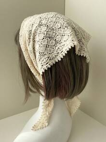 1pc Lace Crochet Pattern Triangle Scarf Shawl For Dress