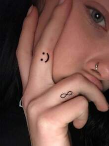 20pcs Creative Black Small Design Fake Tattoos, Realistic Branch, Planet, English Letter Tattoo Stickers Waterproof Temporary Tattoos For Men & Women, Arm, Face, Neck Decoration - Black - View 2