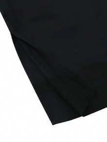 Style Men's Black Button Down Mid-Calf Split Hem Casual Long Robe - Black - View 8