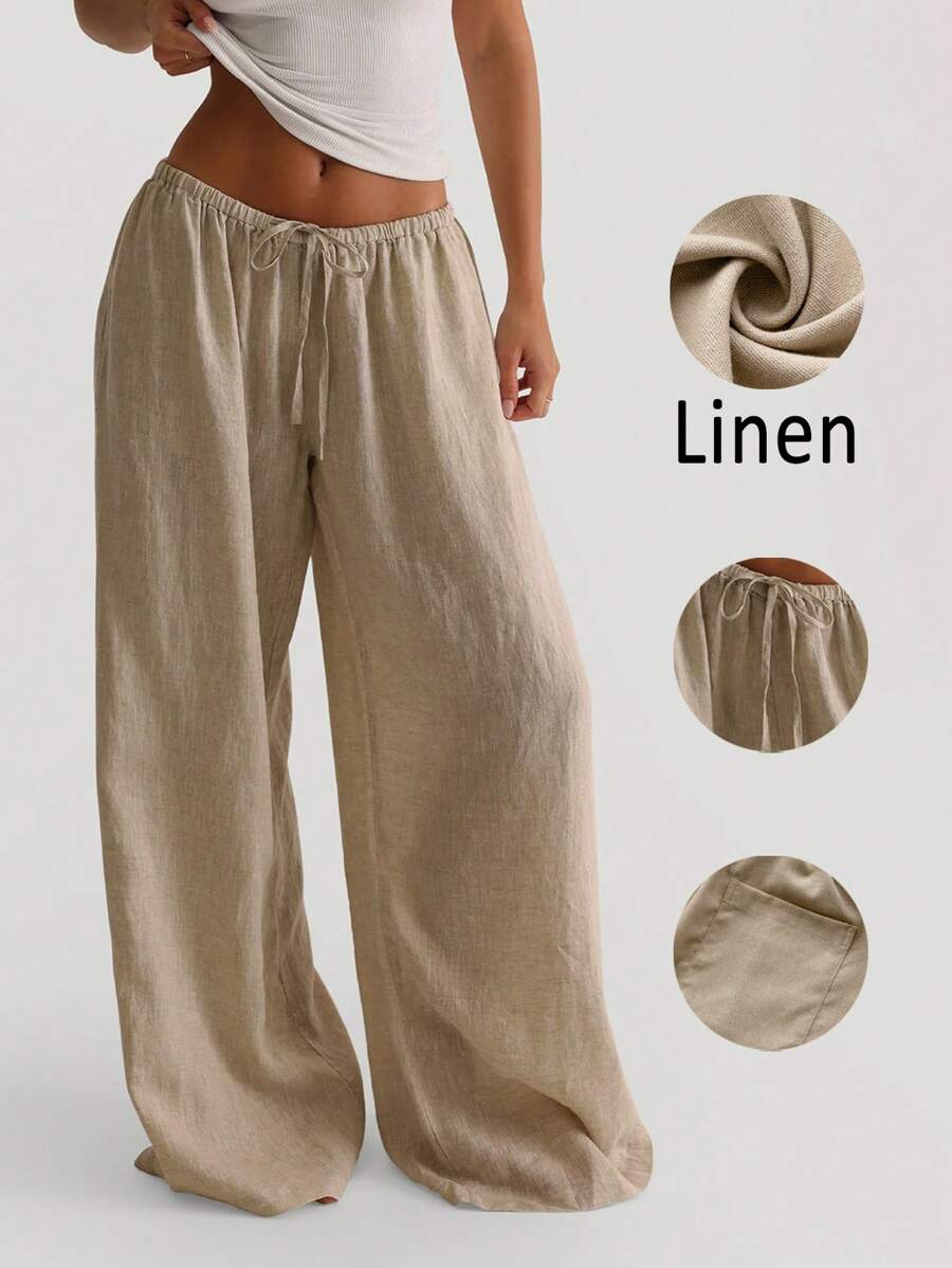 Casual Comfortable Versatile Linen Breathable Loose Wide-Leg Pants For Vacation