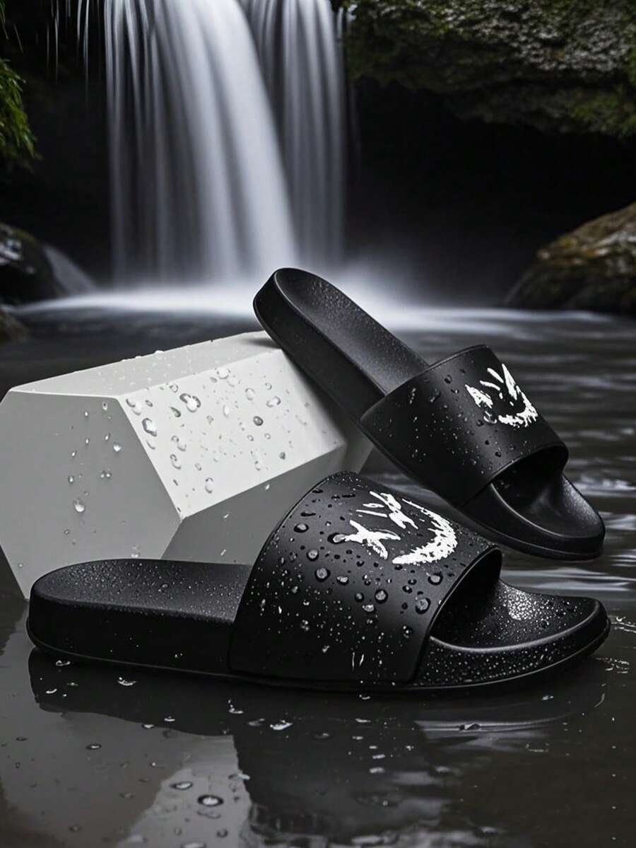 四季拖鞋、室内家用拖鞋、浴室拖鞋、户外沙滩拖鞋、泳池拖鞋、拖鞋、一脚蹬拖鞋 - 黑色 - 查看 1