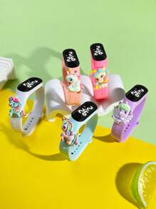 Set de 5 relojes digitales LED con diseño de unicornio colorido para niños, accesorio minimalista elegante y lindo con correa de goma, adecuado para niñas, estudiantes de primaria y secundaria, reloj deportivo LED tipo pulsera, regalo ideal para amigos en fiestas y cumpleaños