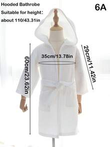 1pc Customized Embroidered Waffle Children's Hooded Bathrobe | Customizable Name | Exclusive Embroidery | Soft & Comfortable | Essential For Children After Swimming & Bathing | Ideal For Travel & Beach | 6A Fits Children Under 110cm, 8A Fits Children Under 135cm - Multicolor - View 8