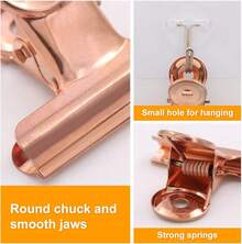 Coideal Silver Metal Hinge Clips - 20 Pack 2 Inch Large Bull Binder Paper Clips Clamp Office Pictures Photos, Kitchen Bags (50mm) - Rose Gold - View 3