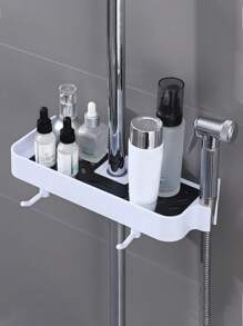 Shower Rack Storage Rack Household Bathroom Lifting Bracket Non-Punching Toilet Shower Rod Tray Storage Bathroom Accessories