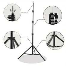 NEWKS T-Shape Backdrop Stand 6.5x4.9FT, Adjustable Background Stand Kit Sturdy Photo Green Screen Holder With 2 Spring Clamps & Carry Bag For Party, Photography, Video