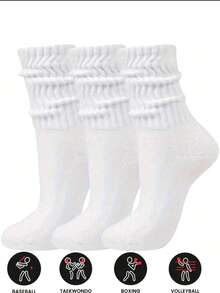 6 Pairs Women's Warm Thick Crew Socks, Solid Color Knitted Mid-Calf Socks, Suitable For All Seasons, Size 36-43, Y2K Style, Comfortable & Warm - Multicolor - View 6