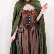 Disfraz medieval renacentista vikingo de 4 piezas, que incluye protector de cintura de PU, cinturón, bolsa con cordón y clip, accesorios para actuaciones en el escenario, disfraz de fiesta de graduación, conjunto de cosplay de Halloween - Multicolor - Ver 3