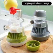 Cepillo para platos con dispensador deón, cepillos para fregar cocina, fregador de platos con soporte, bandeja de goteo, cepillos de limpieza de cocina - 2 Pinceles de recambio verdes - Ver 8