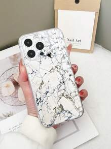 1 pieza Funda de teléfono anti-caídas con impresión de mármol transparente en TPU, compatible con iPhone 15/15Pro/15Plus/15ProMax/16/16Pro/16Plus/16ProMax, Galaxy S23 Ultra/A14/A24, Redmi Note 12Pro, Pixel 8/8 Pro
