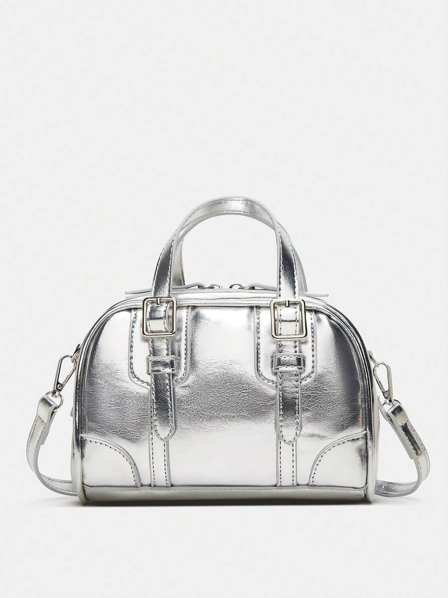 Women's Fashion Pillow-Shaped Handbag With Adjustable Strap, Bowling Boston Shoulder Bag With Decorative Buckle, Versatile For Shopping, Dates, Photography And Daily Use