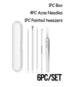 1 件超细 5 号黑头去除镊子和 1 件黑头和痤疮去除工具，面部美容和痤疮去除工具，用于皮肤护理