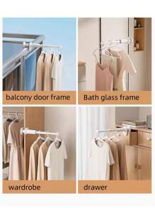 1pc Best Selling New Model 2025 White Travel Retractable Clothes Drying Rack, Foldable Multi-Function Balcony Drying Stand For Hotel/Home, Portable Extendable Laundry Hanger