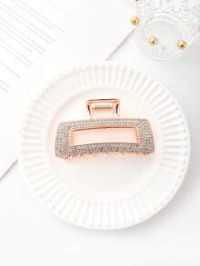 1 Stück Haarklammer aus Metall mit Strass-Quadrat-Ausschnitt, Strass-Haarklammer, elegante und stilvolle tägliche Haarzubehör für Frauen, Modehaarclips für Herbst/Winter, für Urlaubsoutfits Frau