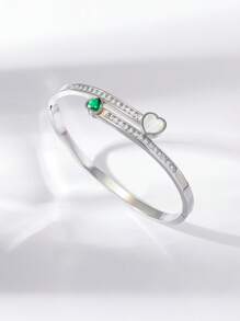 Novo Bracelete de Aço Inoxidável Decorado com Pedras de Zircônia, Simples e da Moda, Presente Perfeito