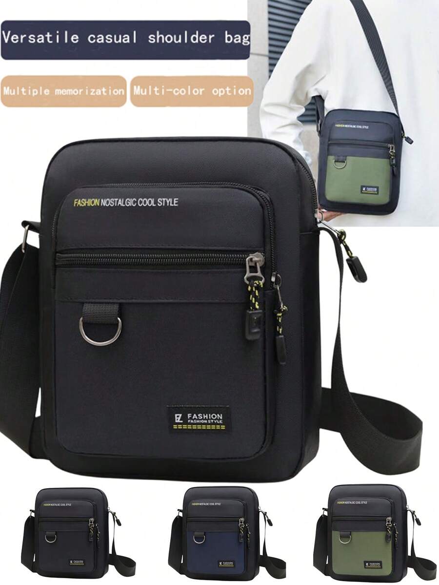 Bolso cruzado casual de moda para hombre, de tela Oxford impermeable y multicapa, bolso de hombro, bolso de tela