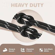Stepace Round Shoelaces [2 Pairs] Heavy Duty Boot Shoe Laces For Hiking Work Boots - 點黑白 - 查看 12