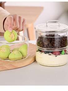1pc High Borosilicate Glass Bowl With Lid, Transparent Food Storage Container For Fruit, Candy, Snack, Salad, Kids