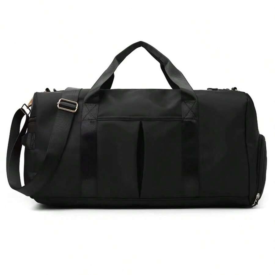 Bolsa deportiva multifunción negra para gimnasio, mochila grande para yoga con múltiples bolsillos, bolsa de viaje portátil, correas de hombro ajustables, duradera, con bolsillo impermeable para toalla húmeda. - Negro - Ver 1