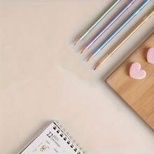 12/10/8/6/4/2/1支三角形HB铅笔带橡皮擦 - 鲜艳的混合颜色，中等笔尖，木质铅笔，适合书写练习，适合学生、学校用品、返校 - 隨機 - 查看 9