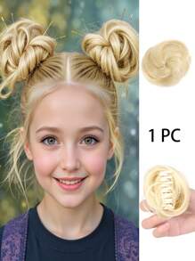 Mini Claw Clip Messy Cat Ear Wig Kids Bun Hairpiece Heat Resistant Synthetic Bun Wig Space Bun Hairpiece, Accessories Bun Hairpiece - Multicolor - View 13