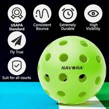 Juego de 48 pelotas de pickleball para exteriores de la marca Navona, que cumplen perfectamente con los requisitos oficiales de la USAPA, con 40 orificios, balanceadas, de alto rebote y vuelo preciso, duraderas para usar en exteriores - Verde - Ver 3